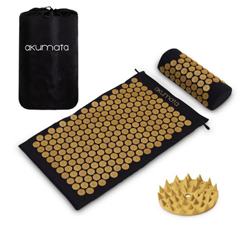 Akumata – Polnische Akupressurmatte mit Kissen – Schwarz und Gold