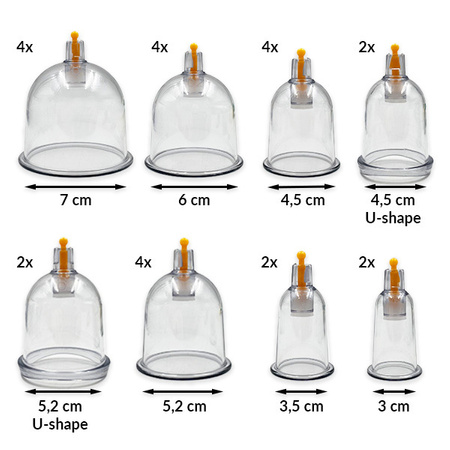 Acus Med flammenlose Saugnäpfe mit Pumpe – Set mit 24 Stück.
