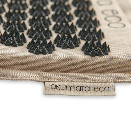 Akumata ECO – Polnische ökologische Akupressurmatte mit Kissen – natürliches Leinen-Schwarz