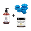 Set: 4 Gummibecher + Massageöl 500 ml + Massagekerze